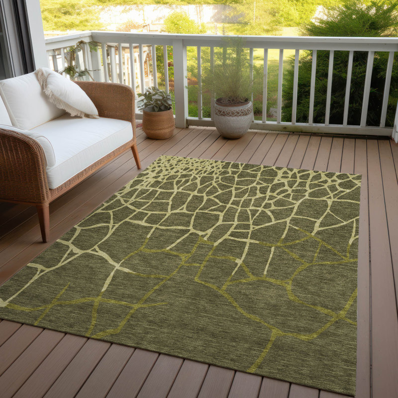 Tapis intérieur / extérieur lavable nazira Olive , 5' x 7'6"