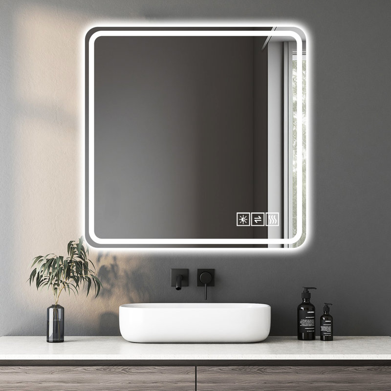 Miroir de salle de bain 36 po x 36 po -, brouillard, rouille, confort pour un décor élégant