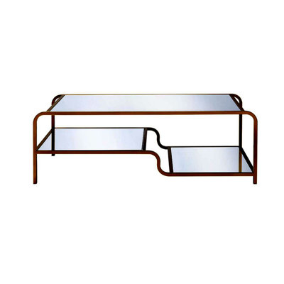 Table basse en miroir et finition dorée