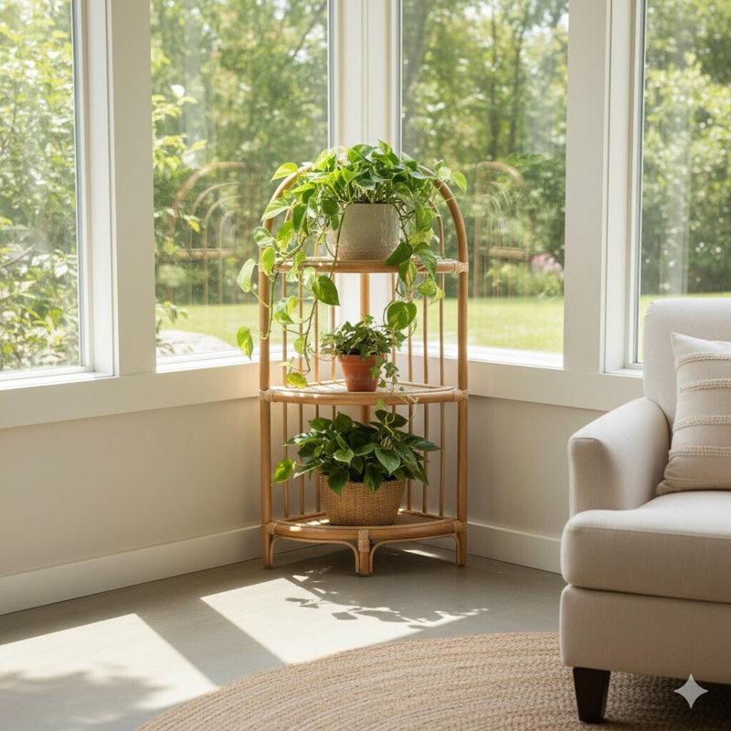 Bourbeau 46cm W Rattan Shelving Unit