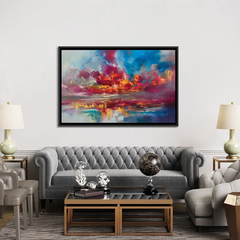 «Red Energy» par Scott Naismith - reproduction d'art, H 40 po x l 60 po x 1,5 po, Toile avec cadre noir, Aucun mat