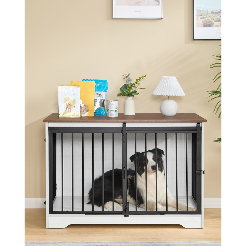 Cage pour chien Dawyne, Blanc / Brun, H 26,8 po x l 39,3 po x P 23,6 po