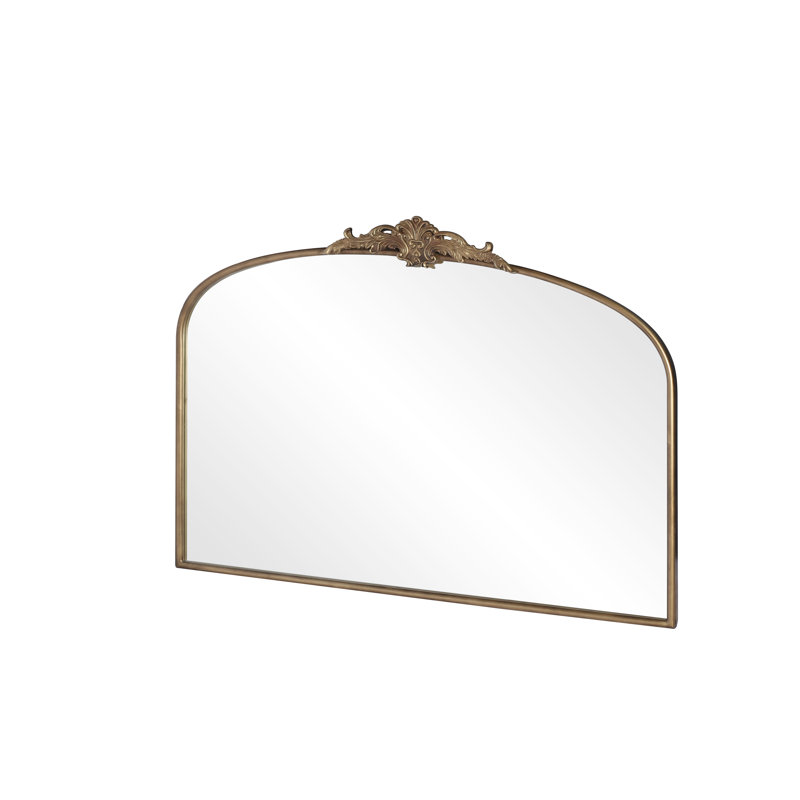 Miroir arqué 40 po x 30 po doré rétro - Miroir mural orné en laiton antique