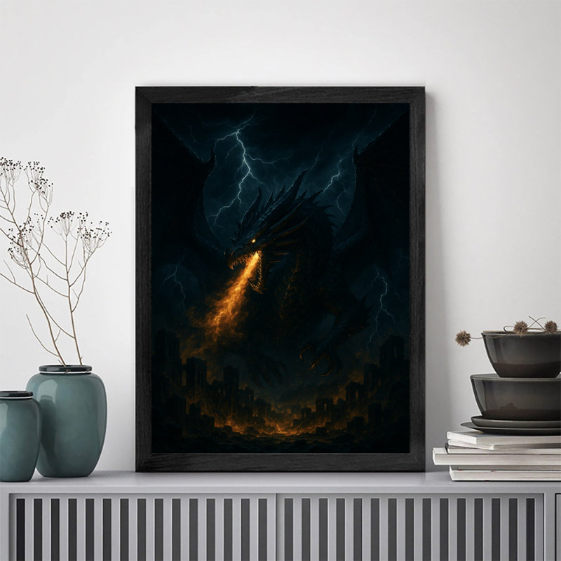 Art encadré noir, fantaisie sombre, cracheur de feu, art rétro, impressions encadrées, H 17 po x l 13 po