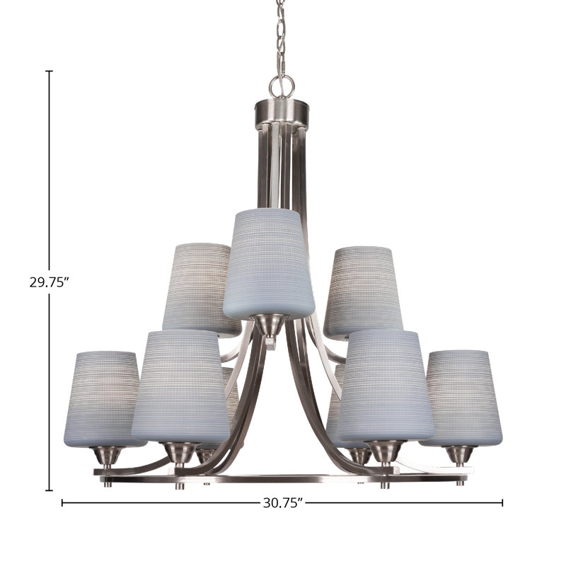 Michell 9-Light Chandelier, White, Brushed Nickel
