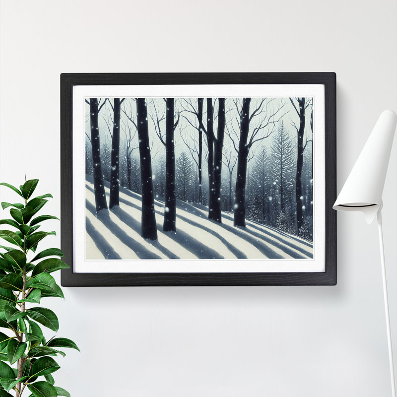 A Bright Winter Forest - Single Picture Frame Print, 34cm H x 46cm W x 2cm D, Black