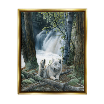 Stupell Industries Wolves by Forest Waterfall Canvas Wall Art Design by Kevin Daniel -  aw-537_ffb_16x20