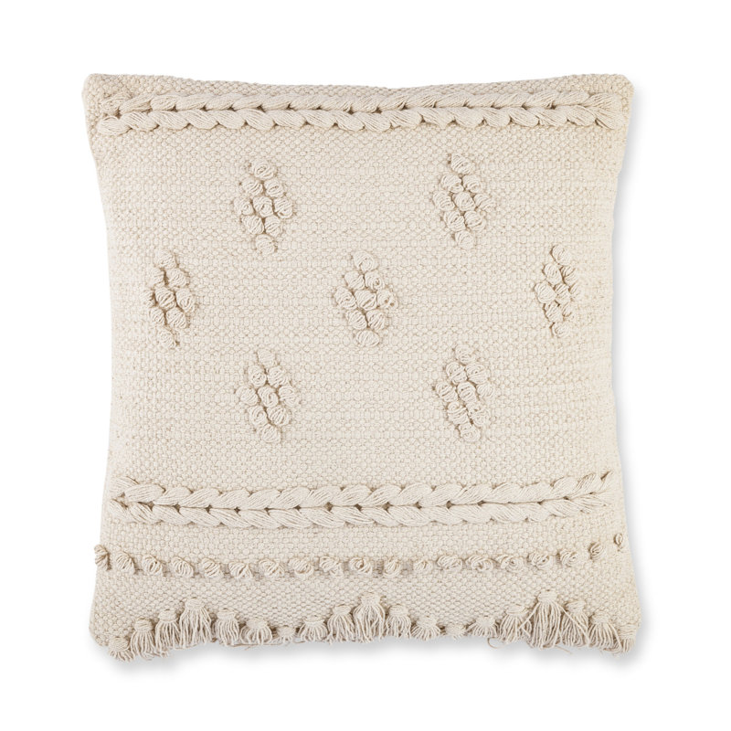 Oreiller carré tissé à motif de losanges, polyester