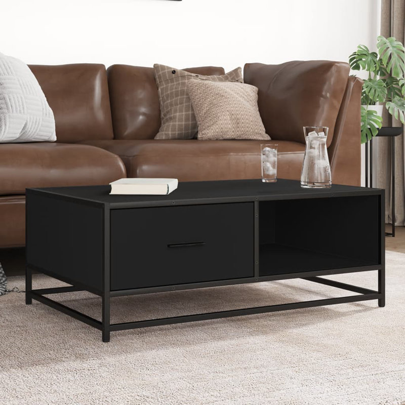 Alen Coffee Table with Storage, Black, Black