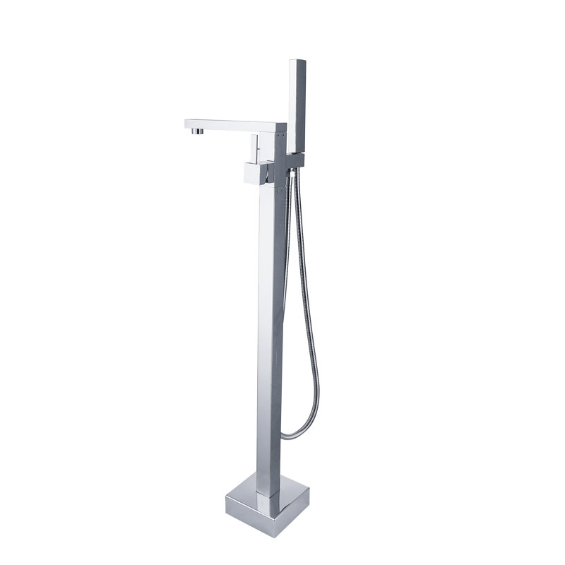 1 Handle Floor Clawfoot Tub Faucet with Diverter, Chrome Plated