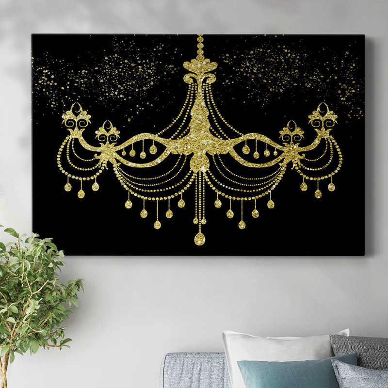 Toile tendue avec galerie Golden Chandelier, H 32 po x l 48 po