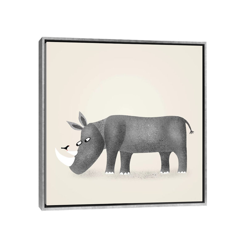 « Rhino » par Nic squirrell-impression, Toile avec cadre argenté, H 18 po x l 18 po x 1,5 po, Pas de tapis
