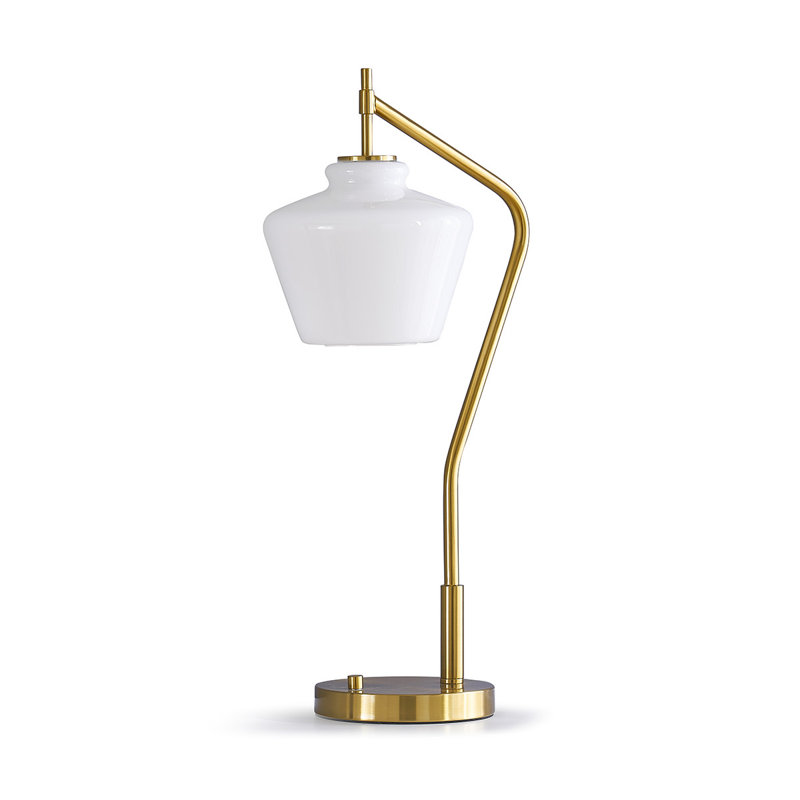 Lampe de table 26,5 "Cafe, Laiton brossé, Blanc