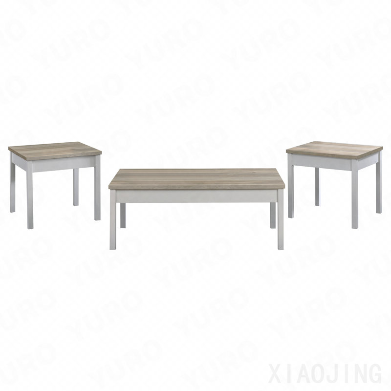 Distressed Pine And White 3-Piece Coffee Table Set