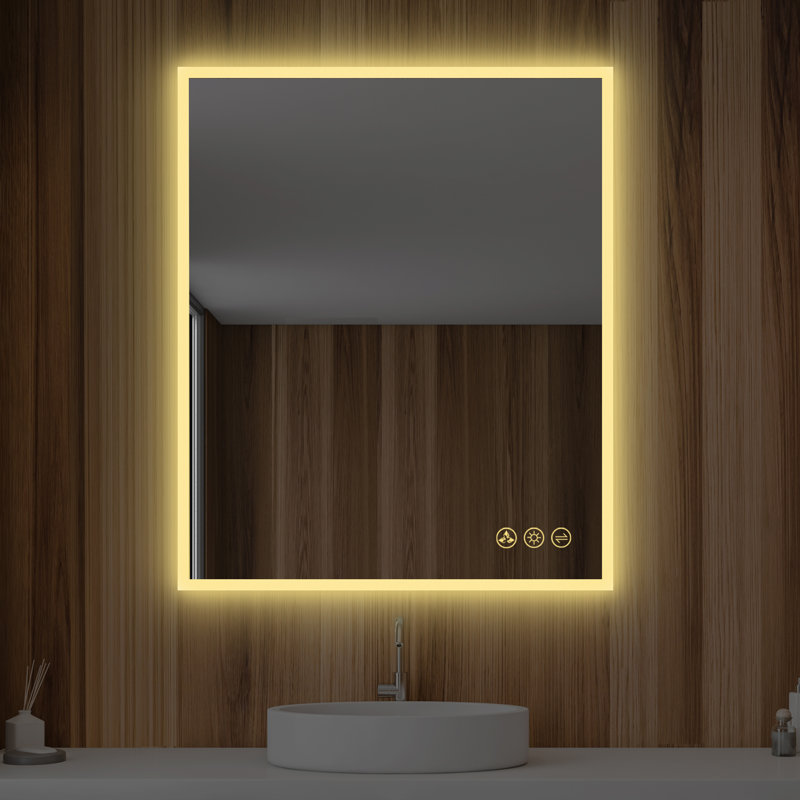 Ibanez Wall-Mounted LED Bathroom Vanity Mirror with Dimmable Lights, Defogger & Adjustable Colour Temperature – Modern Waterproof Design