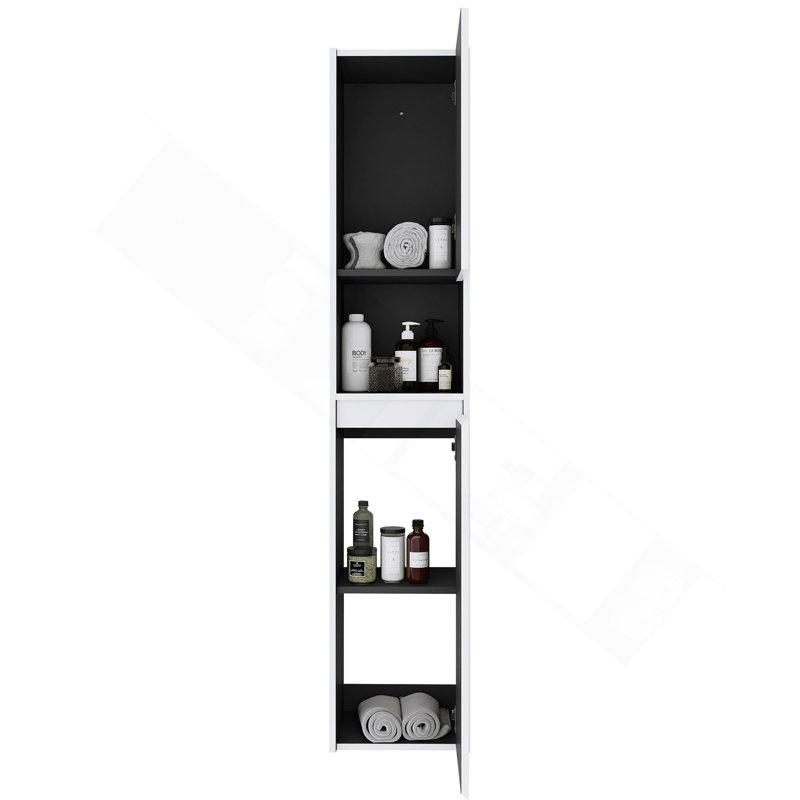 Armoire de salle de bain latérale, 2 portes à fermeture douce, conception à fixation flottante, 12 * 2 (emballage KD), Blanc