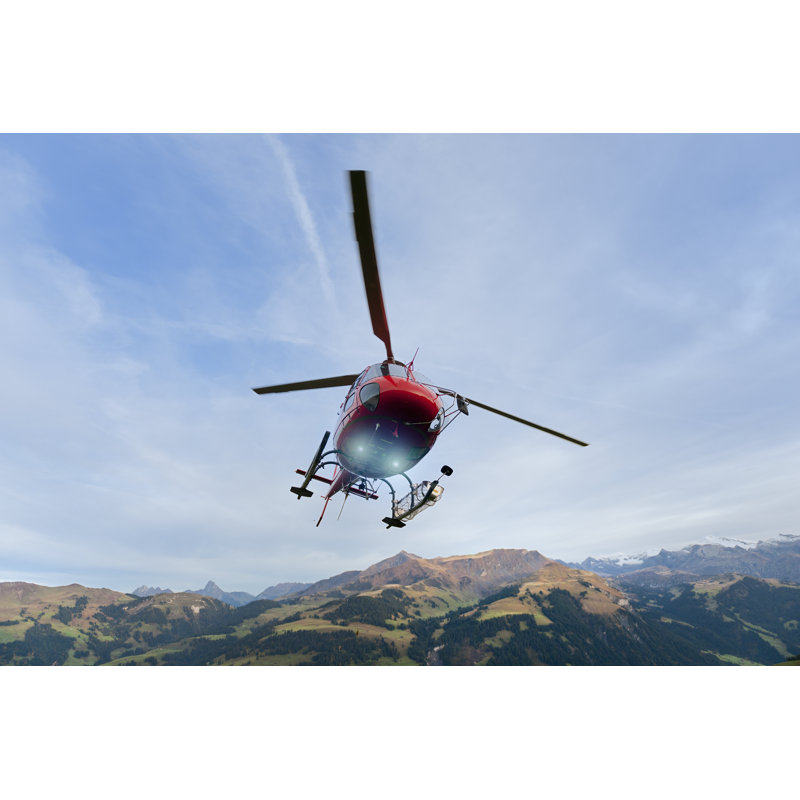 Helicopter Landing on Mountain by Pidjoe, 24" H x 36" W