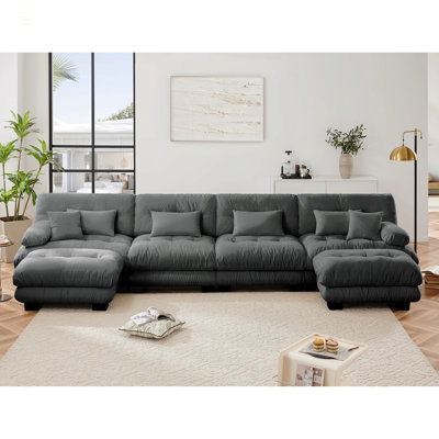 Canapé modulaire à combinaison libre, canapé en forme de U pour le salon, canapé confortable à 4 places avec 2 repose-pieds, chenille