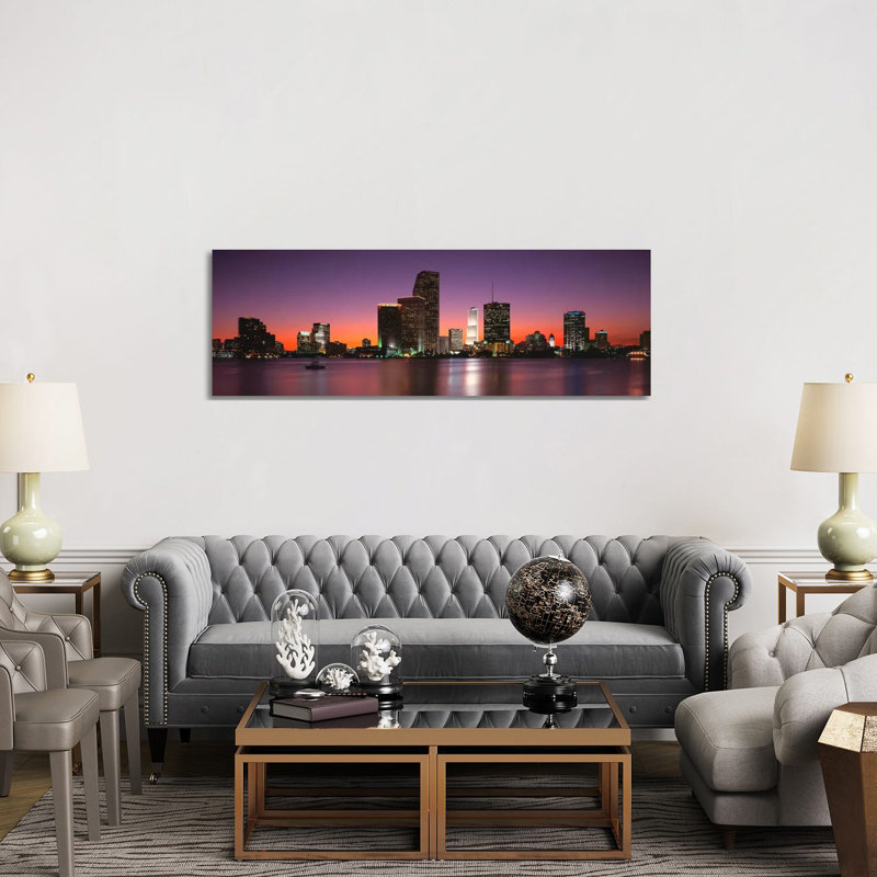 Evening Biscayne Bay Miami FL - Wrapped Canvas Panoramic Print, 152.4 cm H x 50.8 cm W x 1.91 cm D