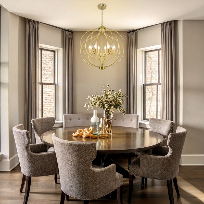 24" 8-Light Dimmable Modern Geometric Chandelier with Adjustable Chain for Dining Room