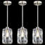 Ensemble de 3 luminaires suspendus modernes en cristal avec hauteur réglable, finition nickel brossé pour îlot de cuisine, salle à manger et salon