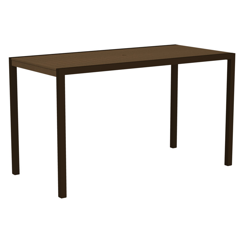 Table de bar POLYWOOD MOD, 35,18 po x 35,18 po, Rouge coucher de soleil, Bronze texturé
