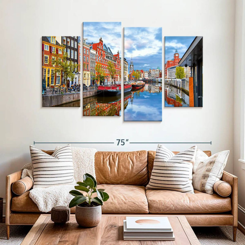Picturesque amsterdam canal Sireci, H 42 po x l 68 po