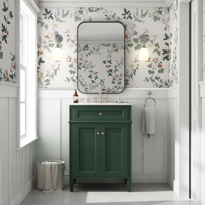 24" Bathroom Vanity With 2 Doors And Tip-Out Drawer, Bathroom Storage Cabinet With Sink, Soft-Closing Doors With Organizers
