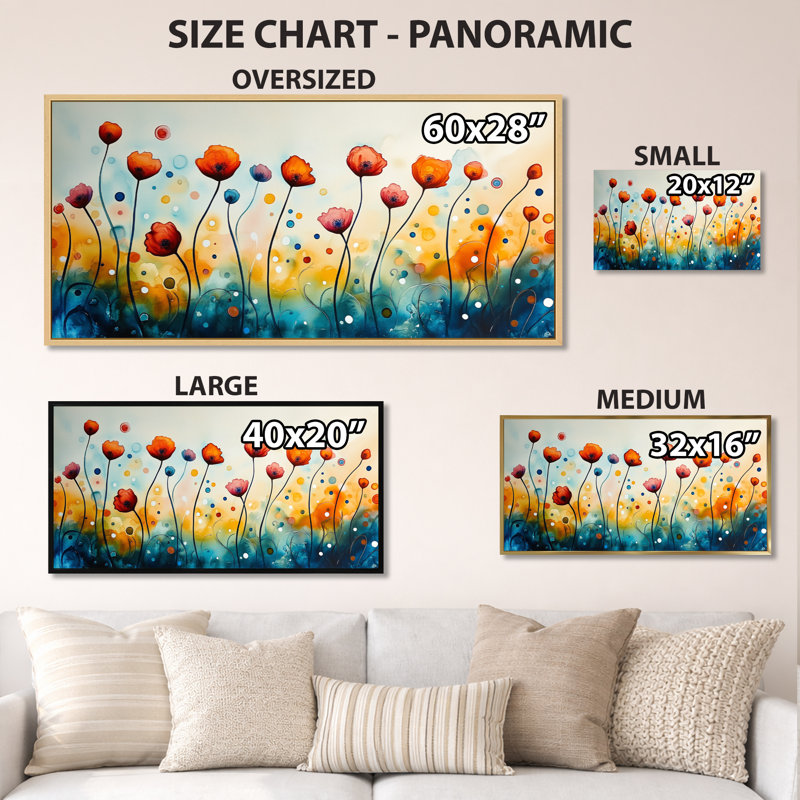 Orange orange Eli I - art mural encadré floral orange, impressions sur toile nature, H 20 po x l 40 po, Cadre flottant noir