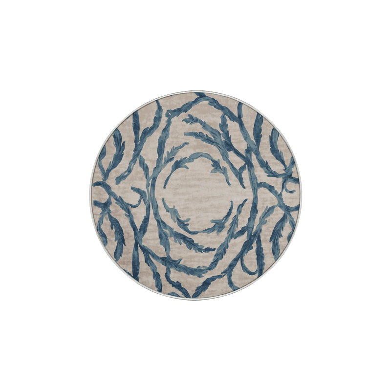 Machine Washable Beige Area Rug, Round 3'