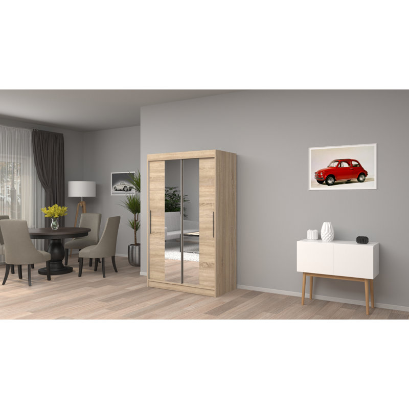 Dzhenka 2 Door Manufactured Wood Wardrobe, Oak