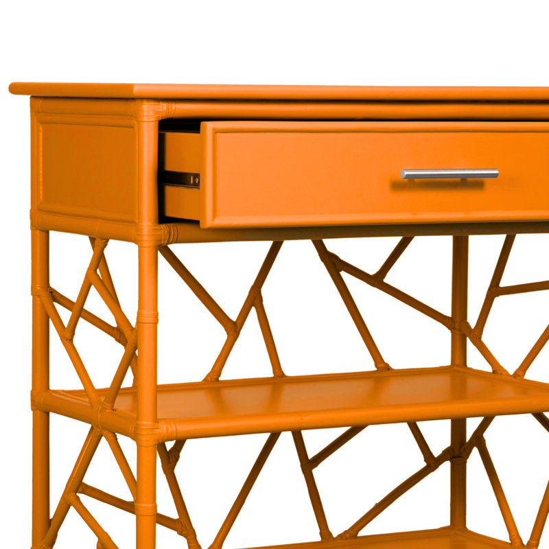 End Table with Storage, Citrus Orange