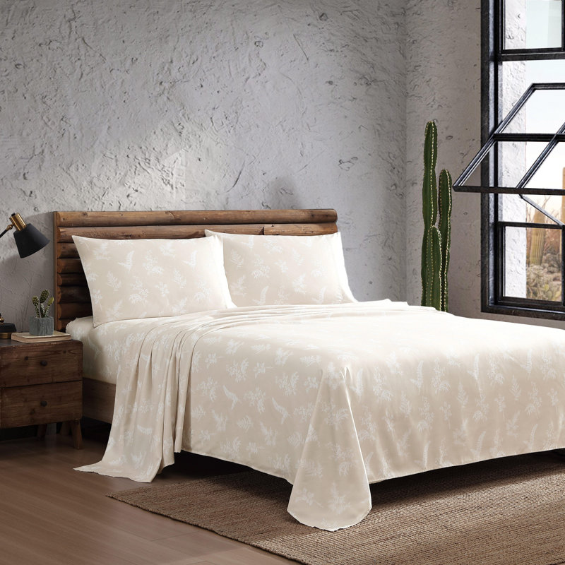 Wrangler Printed Cozy Novelty Sheet Sets, King Sheet Set with 2 Pillowcases, Foliage Beige