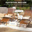 Chaise de patio pour l'extérieur 4 pièces, siège en bois avec coussins, tabouret de coussin à lattes blanc crème, dossier crème