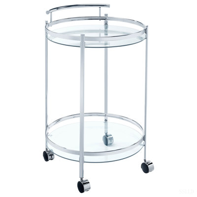 Osborne Chrome Glass Shelf Bar Cart