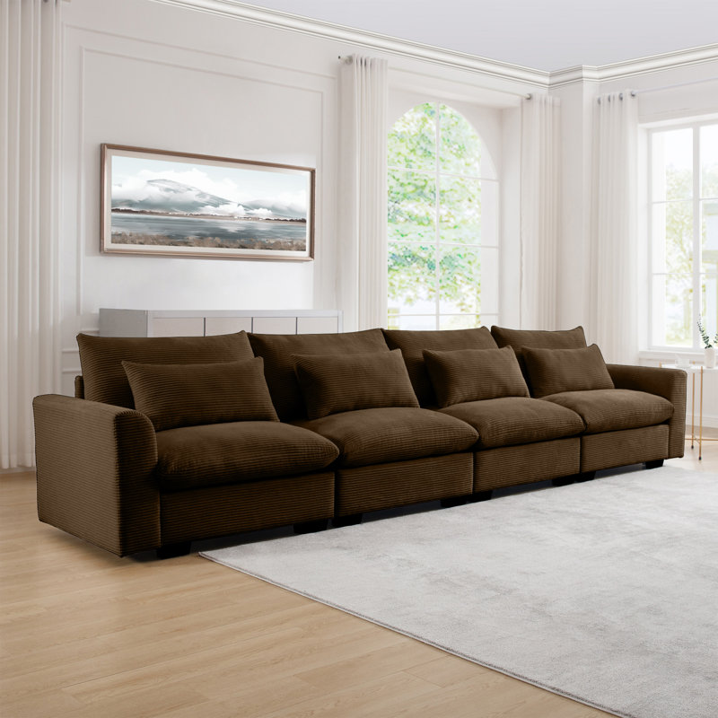 Reposa 122'' Rolled Arms Sofa, Brown