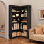 Bibliothèque en coin 72,8 "en forme de L, bibliothèque de style campagnard à 5 niveaux, rangement rustique et présentoir, panneau complet-791878829