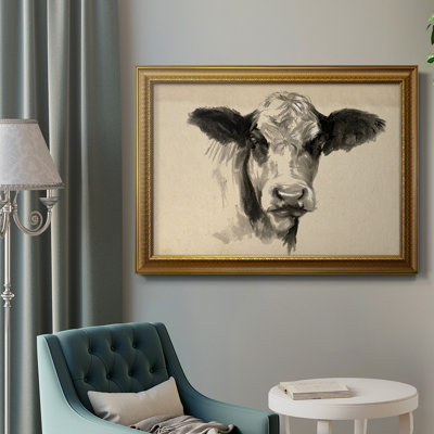 Charcoal Cow II - Peinture sur toile encadrée