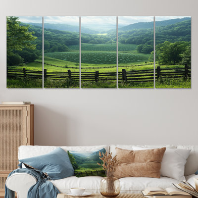 «Green Peaceful Valley III», ensemble d'art mural sur toile