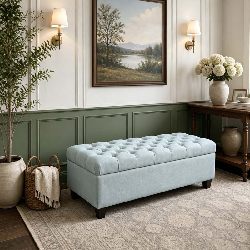 Banc de rangement avec repose-pieds 50,25 po, Baby Blue