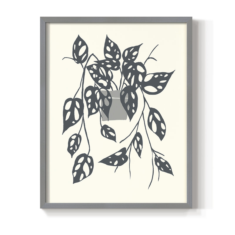 «Growing Leaves», reproduction encadrée en bois massif, H 15 po x l 12 po, Gris