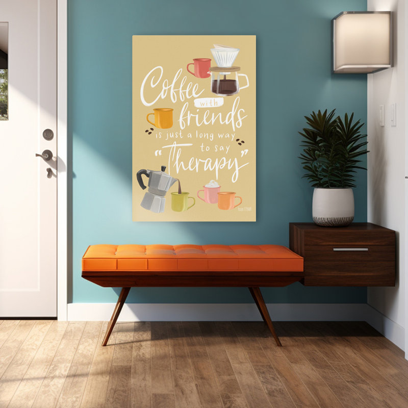 Café avec des amis - Art contemporain de tasses à café, H 48 po x l 32 po