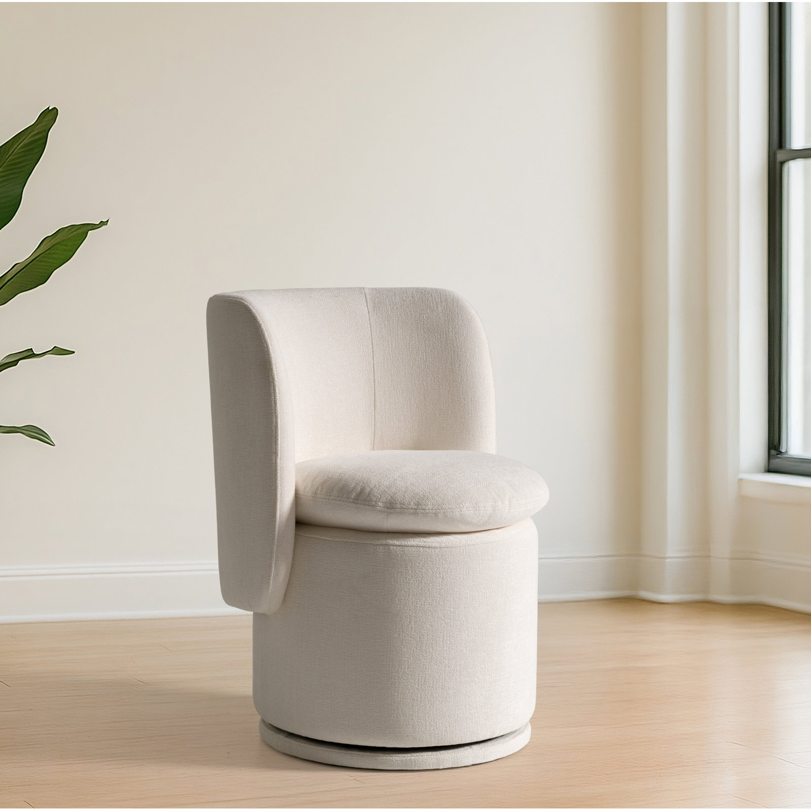Kepler Swivel Side Chair, Ivory Basketweave