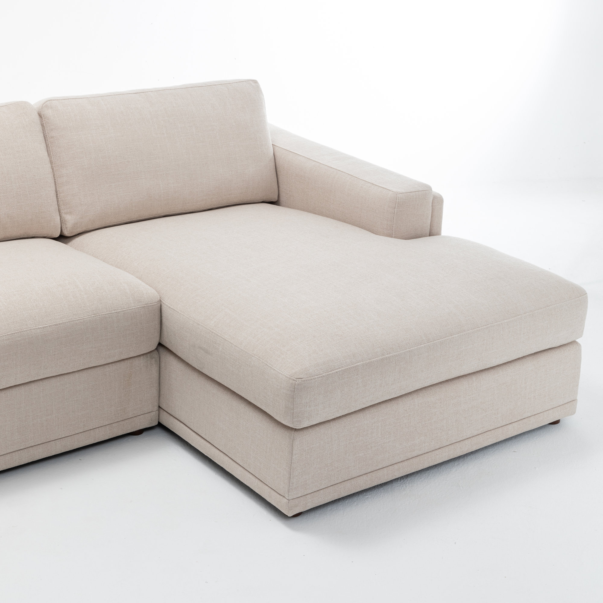 Essex 2-Piece 118" Upholstered Sectional, Beige Cotton Blend, Right Hand Facing