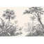Papier peint tropical jungle, fresque murale en toile noire et ivoire, motif toile de Jouy-359199528-359199533