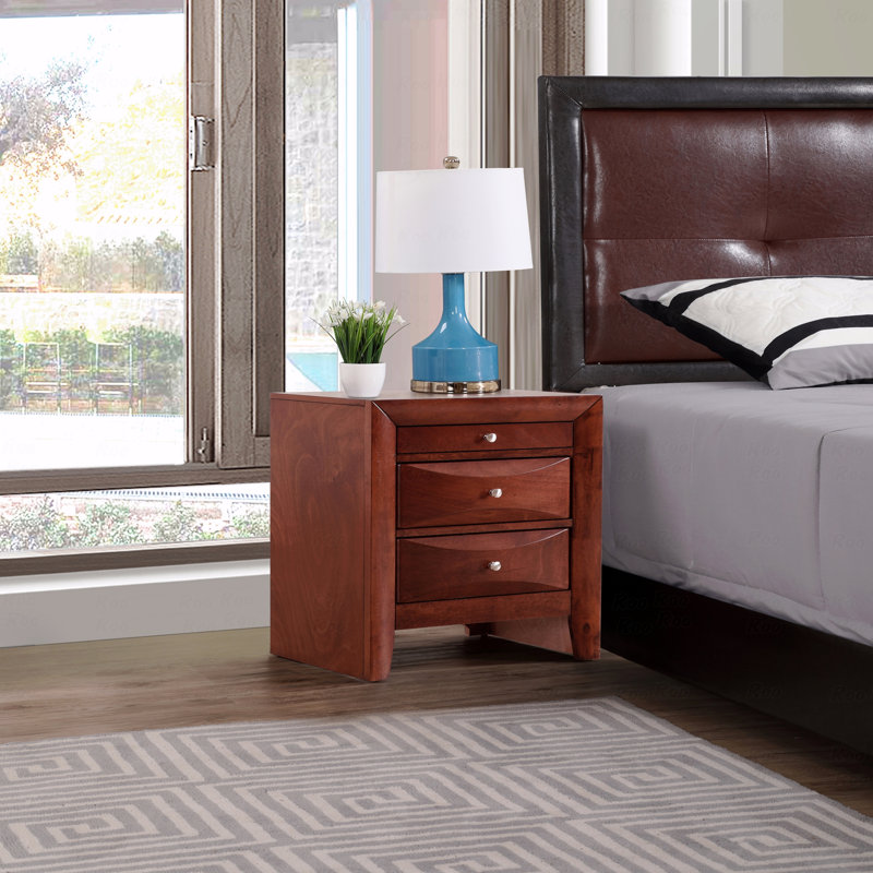 Bedroom Nightstand With Ample Storage, Brown
