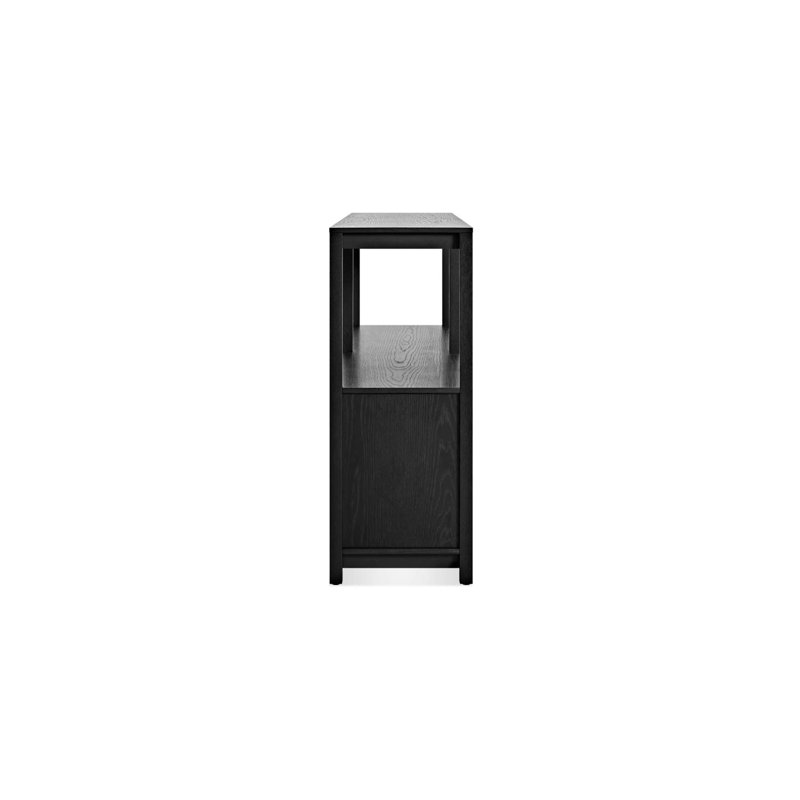 Open Plan Low Bookcase with Storage, Black on Oak, (2 Sheves) 33" H x 68" W x 13" D