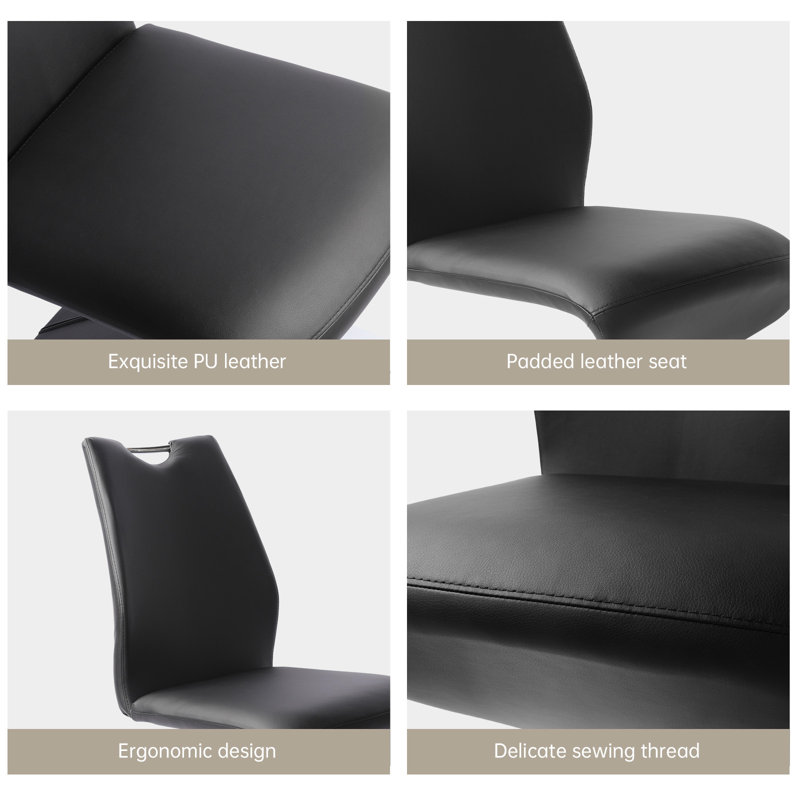 Upholstered Kitchen Dining Chair, Cantilever Side Chairs, Black