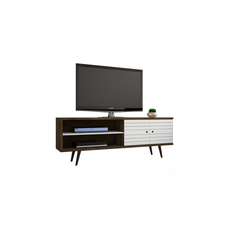 Meuble télé 63 po, Brun / Blanc