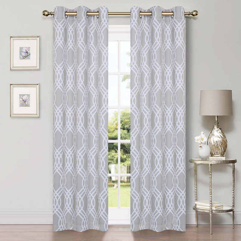 Scotia 100% Polyester Light Filtering - Room Darkening Curtain Pair, 42" W x 108" L, Chrome